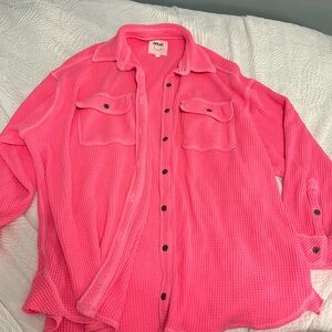 Arie oversized flannel, hot pink